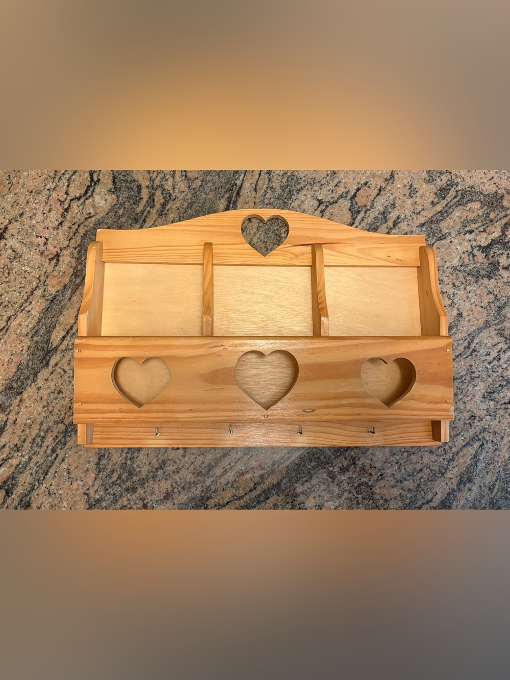 Unbranded Wooden Heart Mail Letter Holder Key Rack Organizer